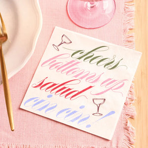 Cheers Cocktail Napkins | White Party Napkins, Cocktail
