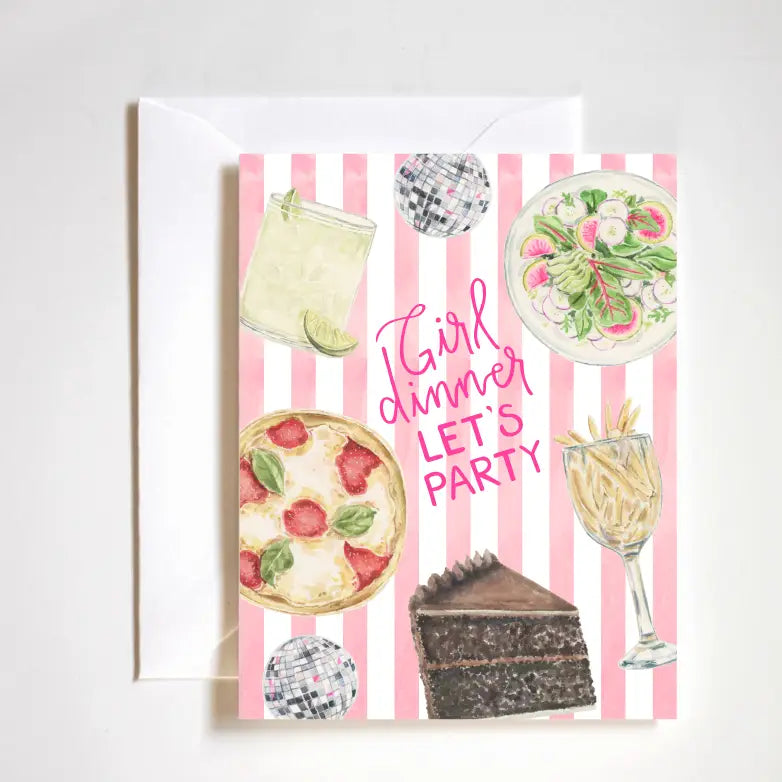 Girl Dinner Lets Party, Birthday, Celebration Card