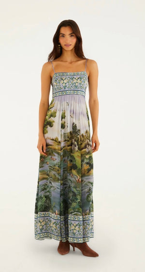 Countryside Landscape Multicolor Maxi Dress