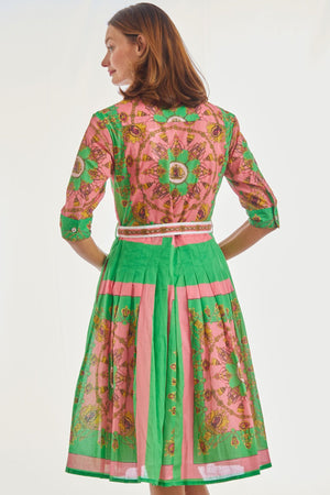 Mrs Maisel Dress | Pink Green Gold Engineered