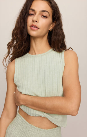 Dawn Smocked Rib Short | Aqua Cloud