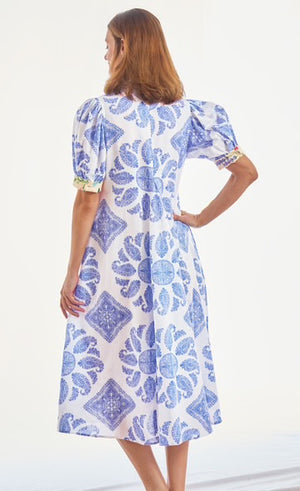 Montauk Dress | Blue and White Paisley