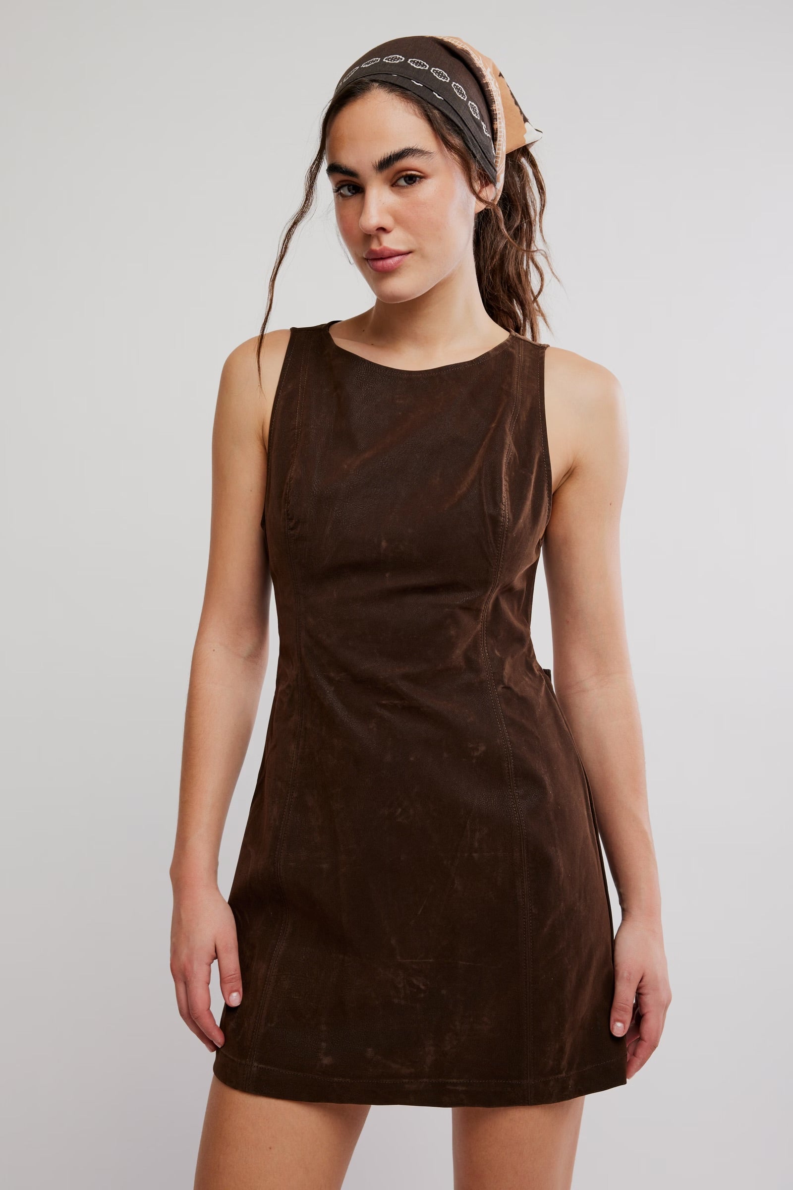 Atlas Suede Mini Dress | Chocolate Brown