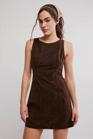 Atlas Suede Mini Dress | Chocolate Brown