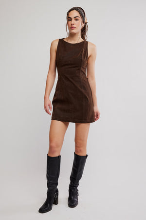 Atlas Suede Mini Dress | Chocolate Brown