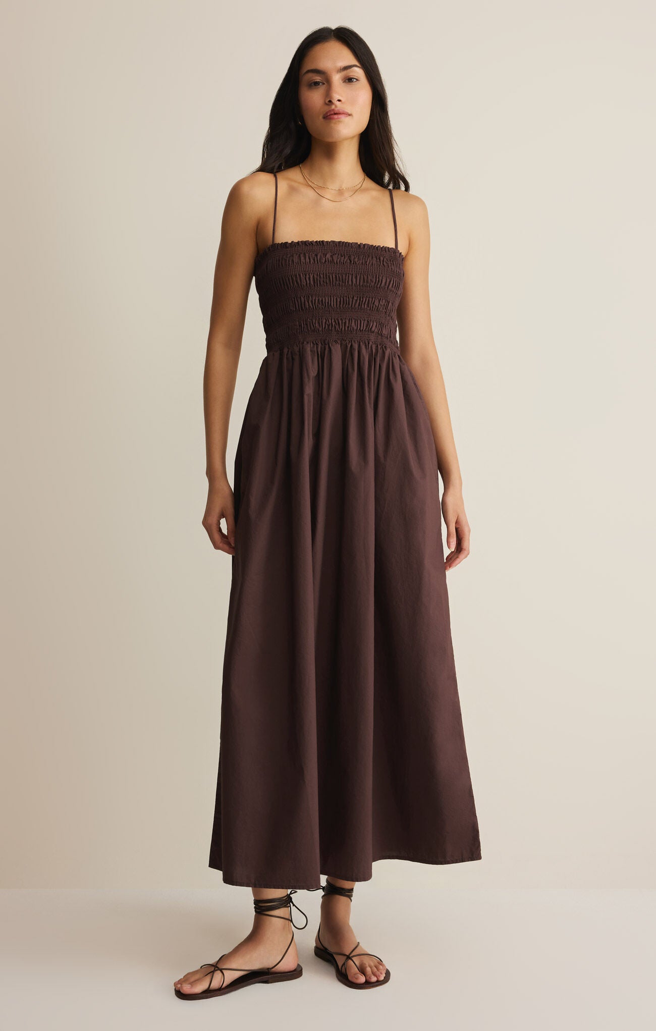 Cornelia Poplin Maxi Dress | Chocolate Cherry