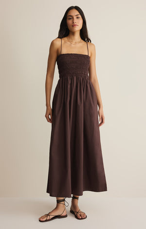 Cornelia Poplin Maxi Dress | Chocolate Cherry