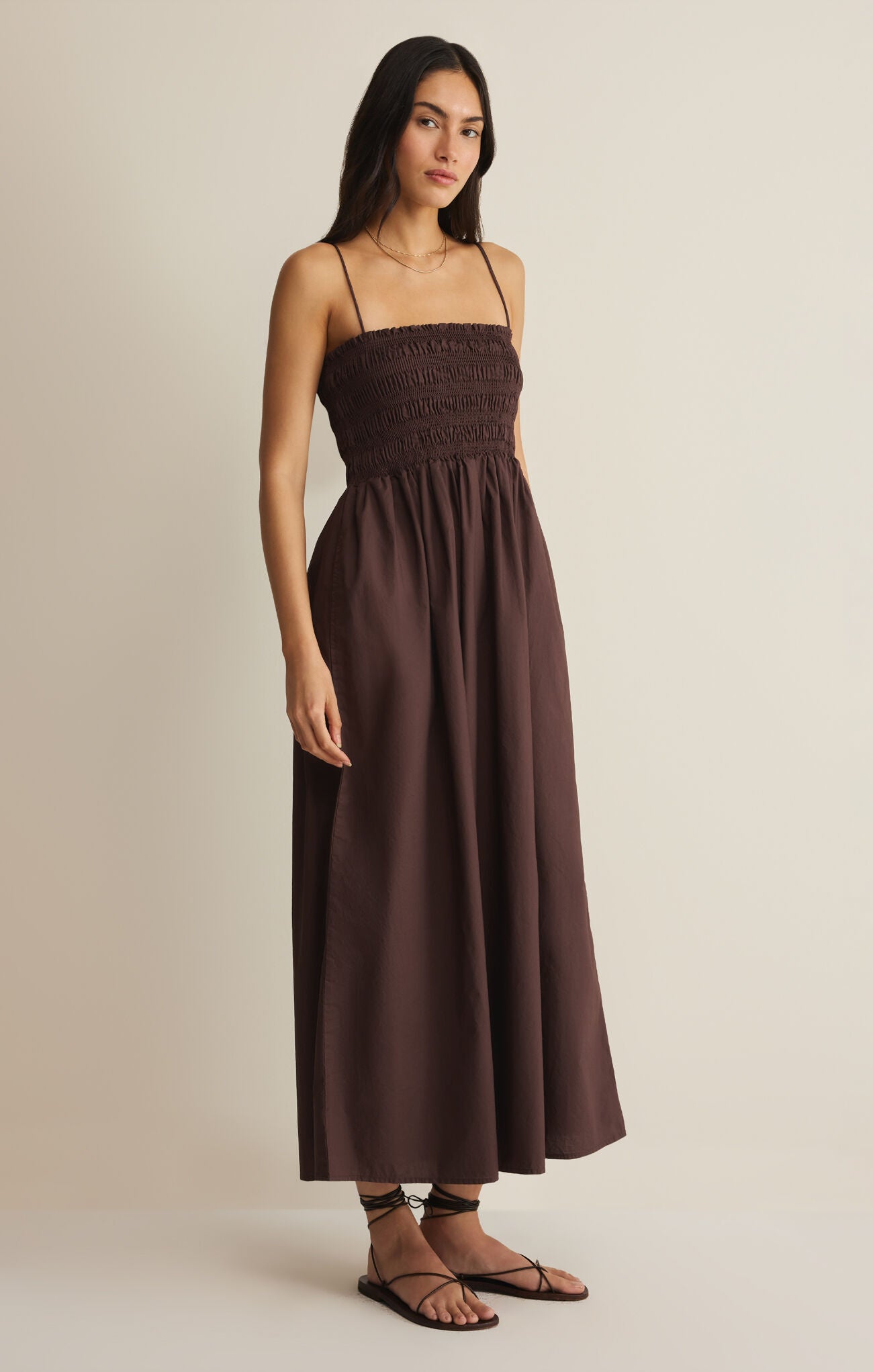 Cornelia Poplin Maxi Dress | Chocolate Cherry