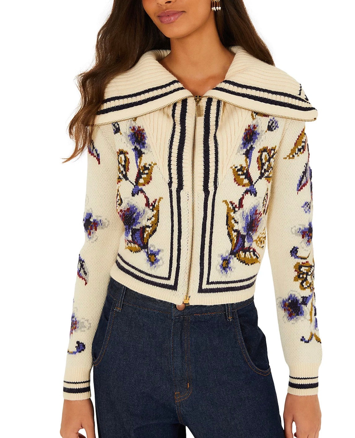 Golden Nature Off-White Knit Cardigan