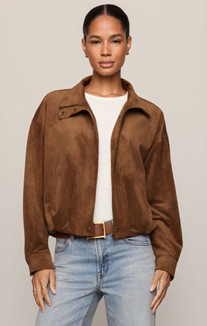 Corin Bubble Hem Jacket | Saddle Suede