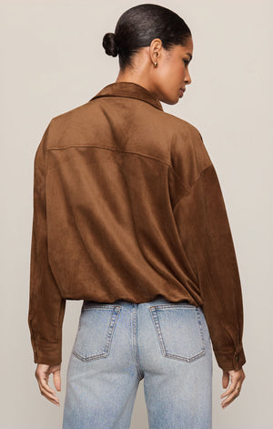 Corin Bubble Hem Jacket | Saddle Suede