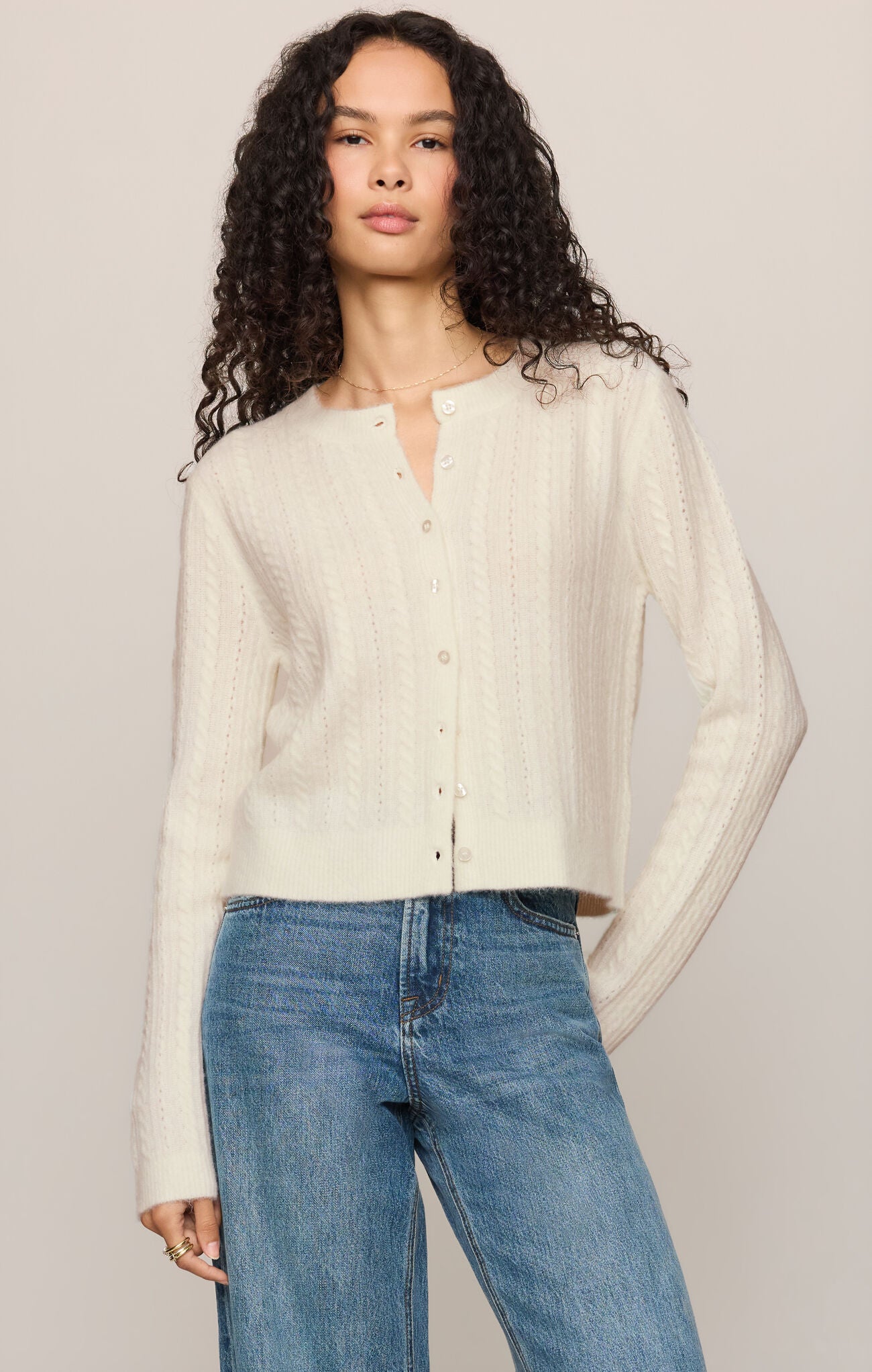 Medina Pointelle Cardigan | Cloud