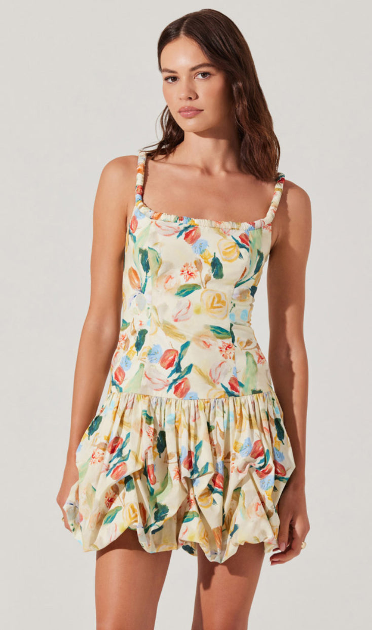 Keyla Dress | Yellow Green Floral