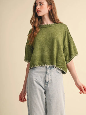 Chloe Sweater | Olive Ivory