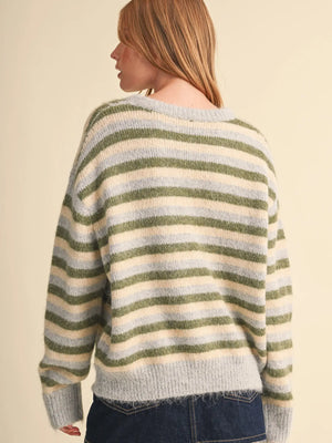 Moira Sweater | Fog Blue Multi Stripped