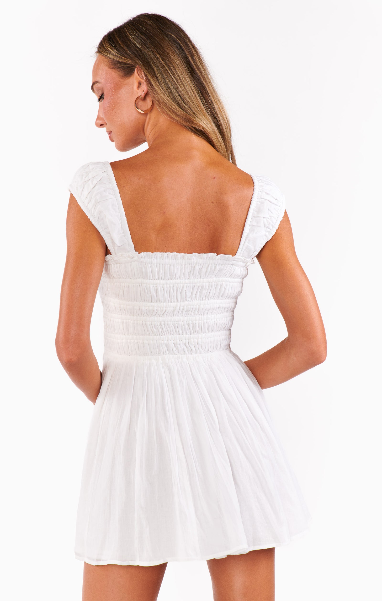 Mabel Mini Dress | White Voile & Black Bows