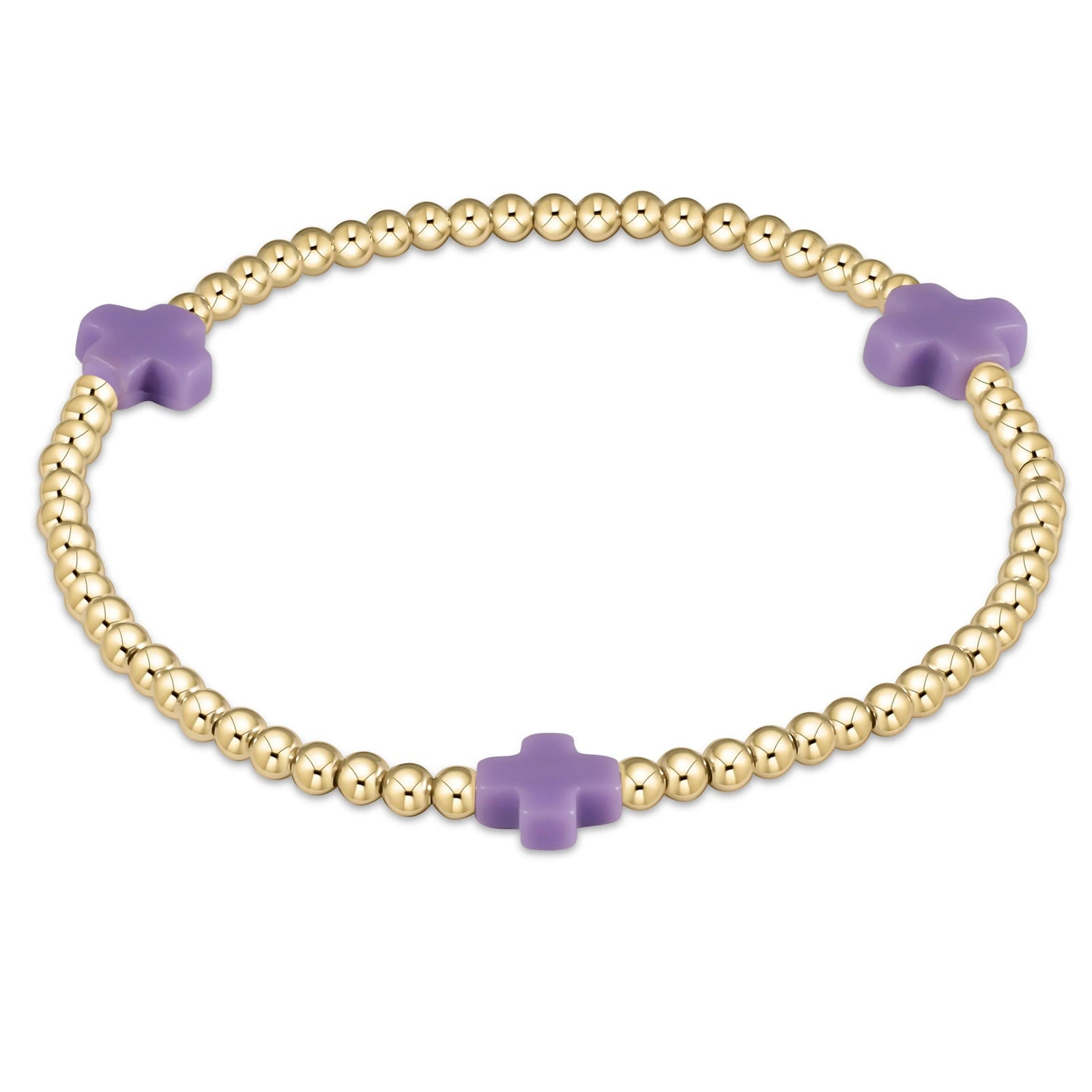 Signature Cross 3mm Gold Bracelet | Purple