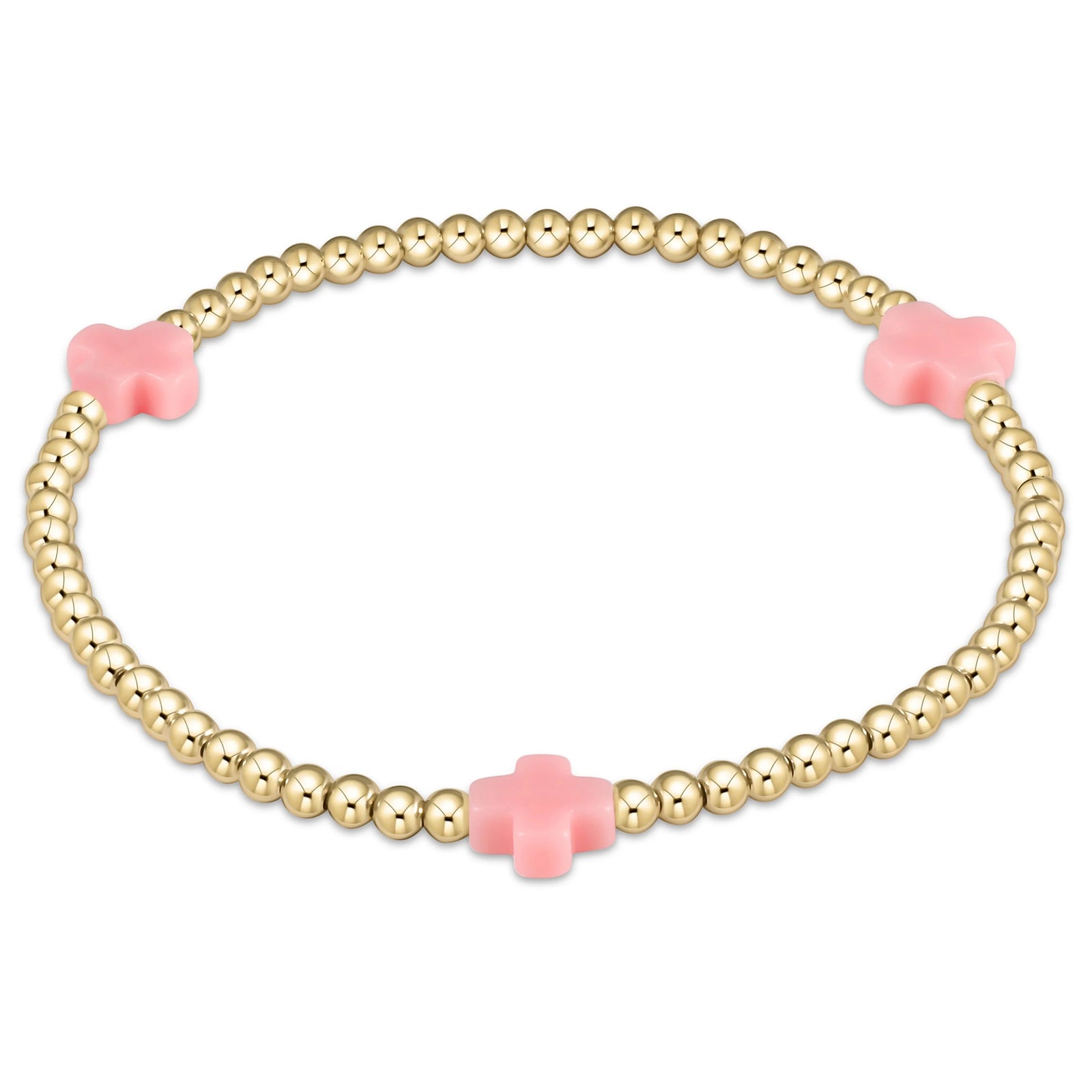 Signature Cross 3mm Gold Bracelet | Pink