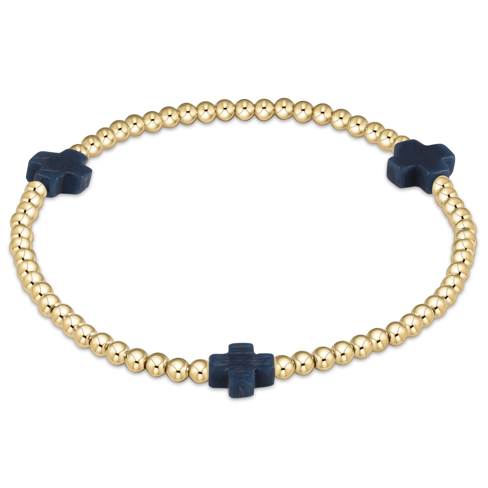 Signature Cross 3mm Gold Bracelet | Navy