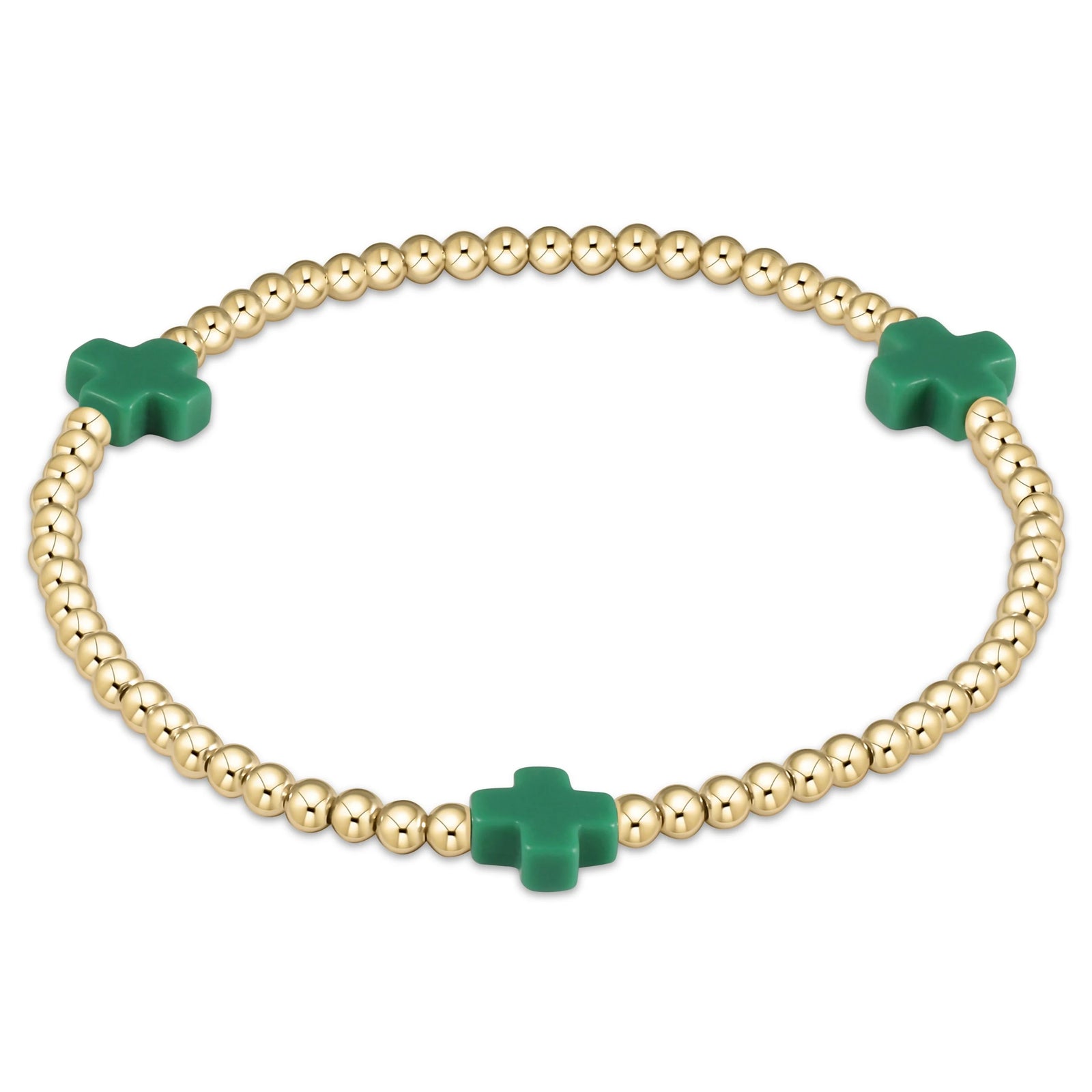 Signature Cross 3mm Gold Bracelet | Emerald