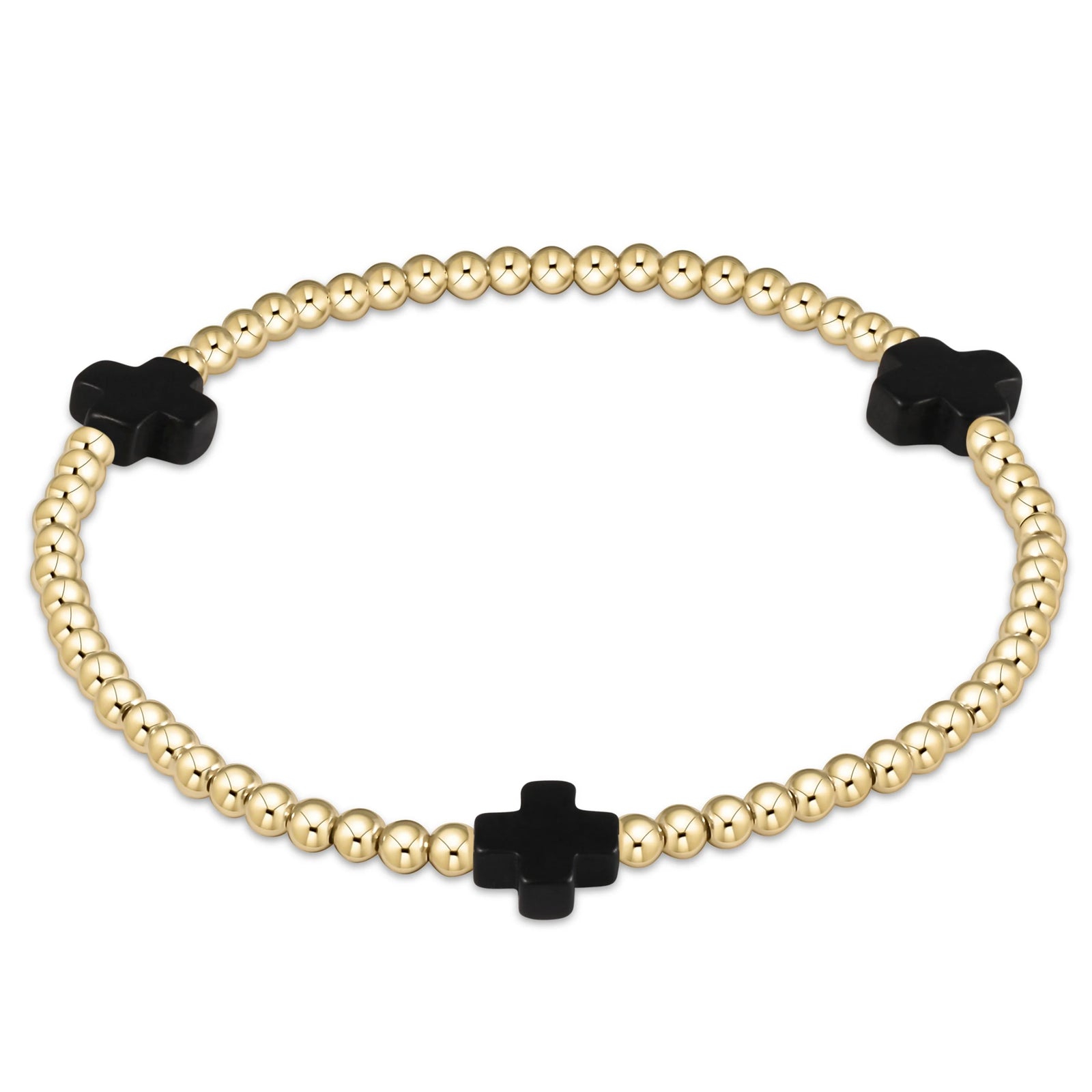 Signature Cross 3mm Gold Bracelet | Onyx
