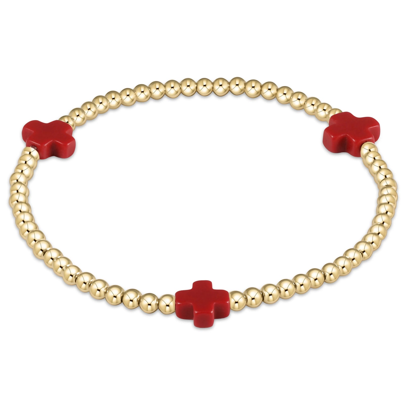 Signature Cross 3mm Gold Bracelet | Red
