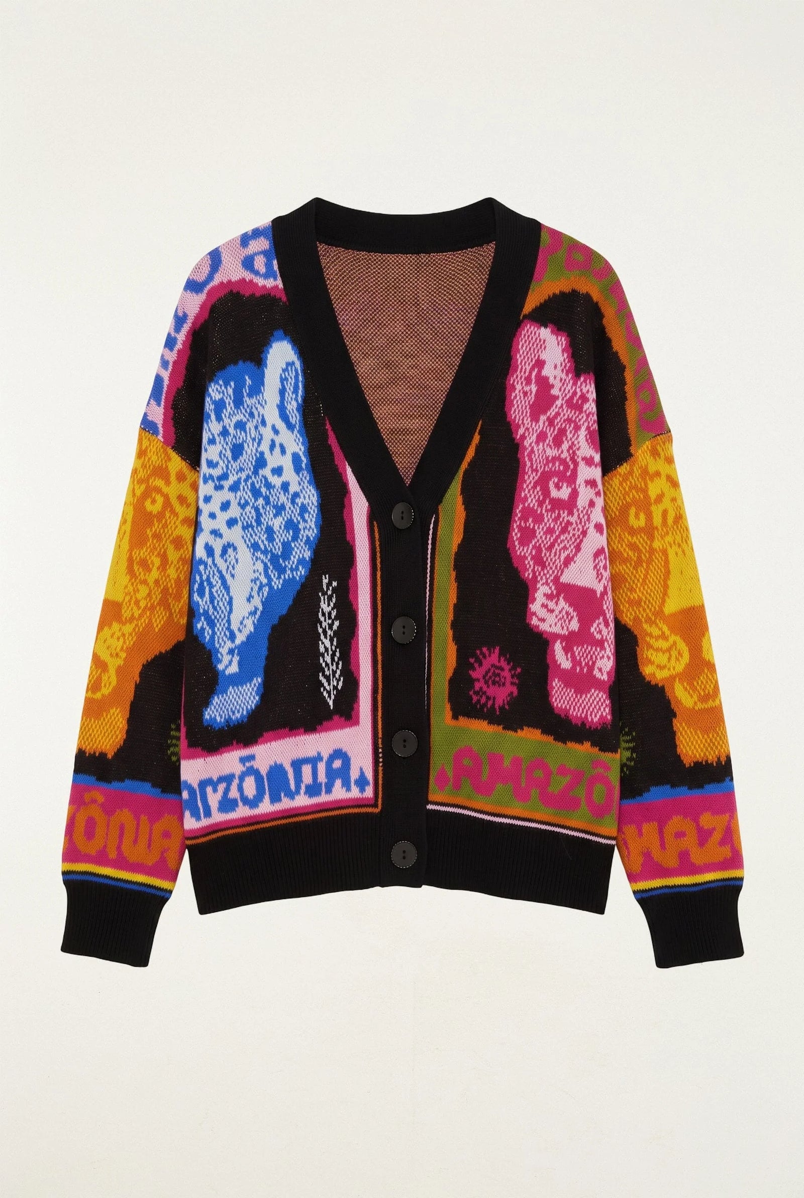 Multicolor Panthers Black Knit Cardigan