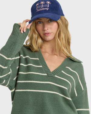 Bennie V Neck Sweater | Rain Forest