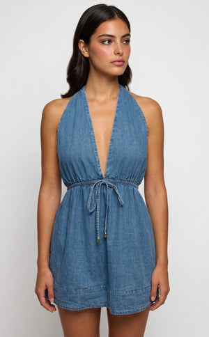 Tilly Halter Mini Dress | Marina Blue