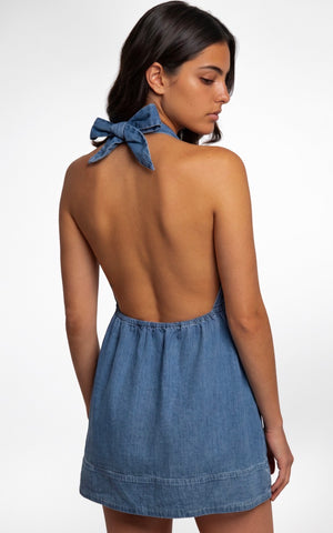 Tilly Halter Mini Dress | Marina Blue