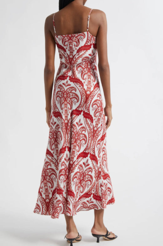 Tropical Tapestry Red Slip Dress