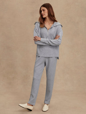 Larson Half Zip Sweat | Mid Blue Marl