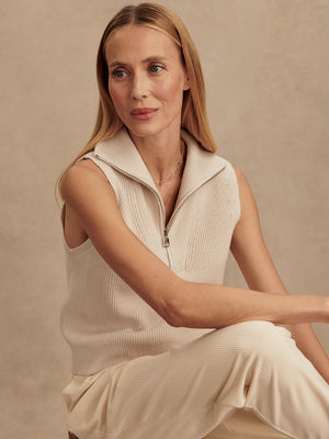 Amina Half Zip Knit | Silver Birch