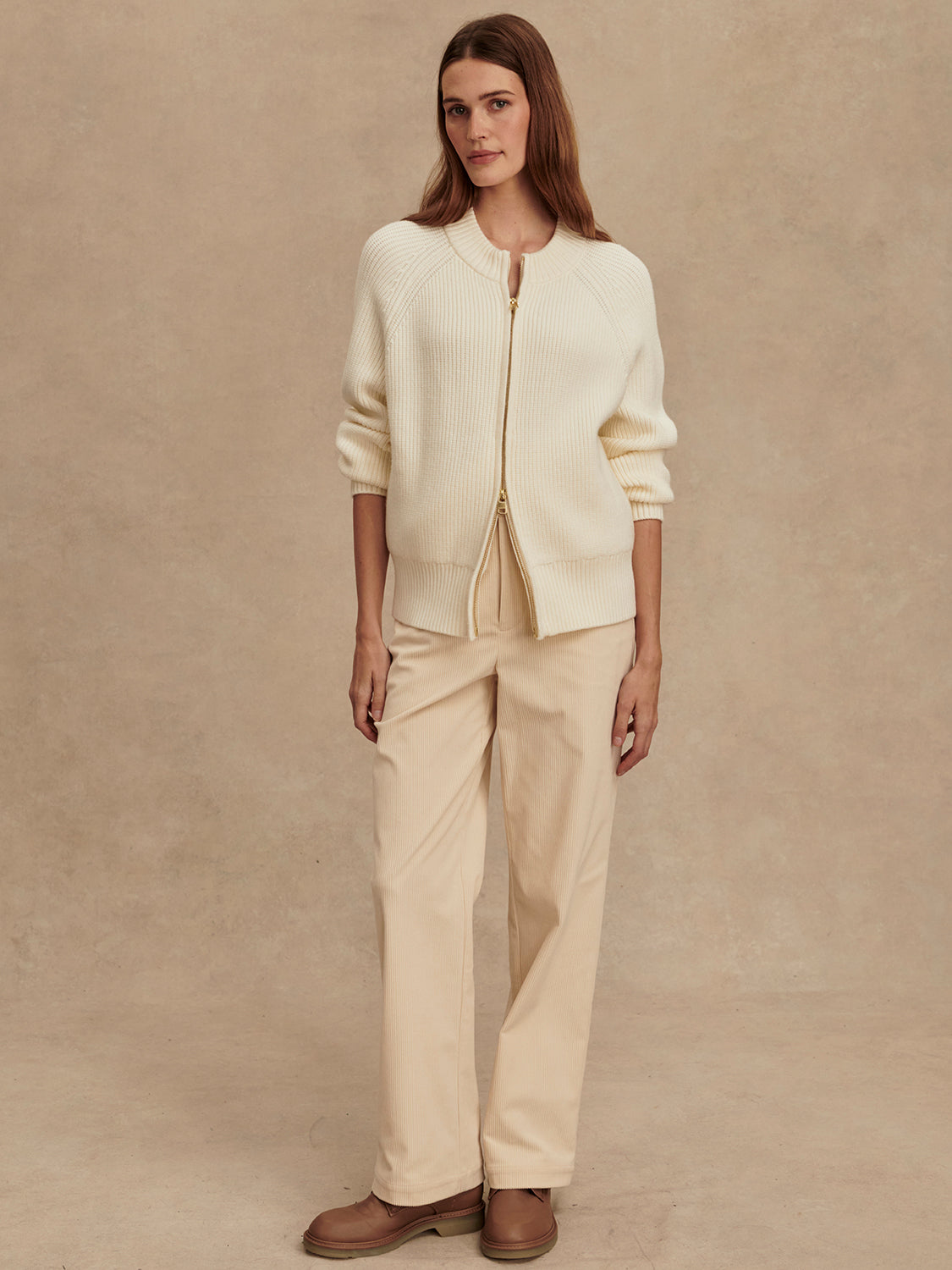 Milo Zip Through Knit Jacket | Egret