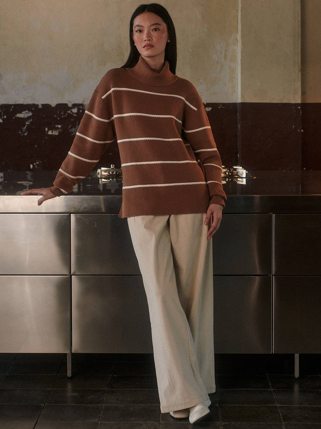 Hamish Stitch Knit Sweater | Golden Bronze