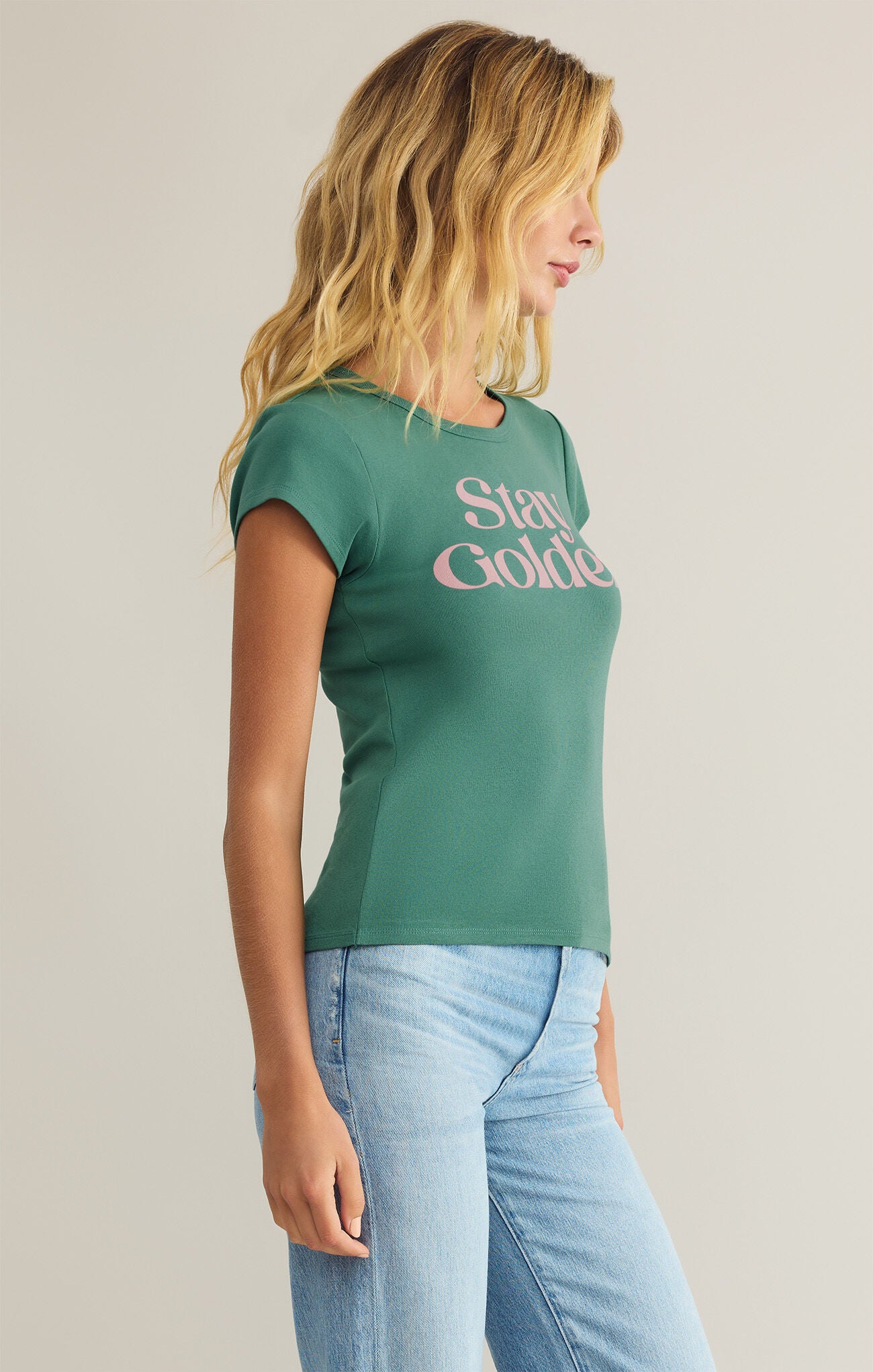 Stay Golden Cheeky Tee | Botanical Green