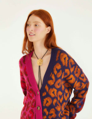 Mixed Ikat Leopard Cardigan