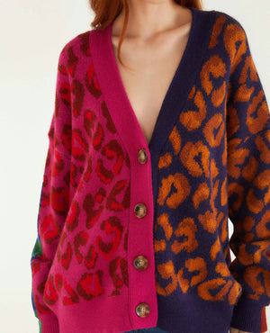 Mixed Ikat Leopard Cardigan