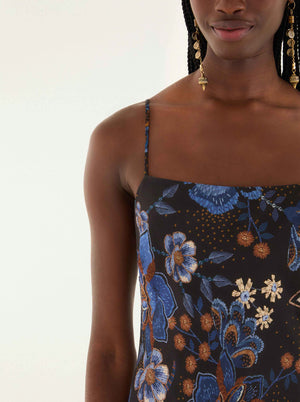 Snakes Bouquet Black Slip Maxi Dress