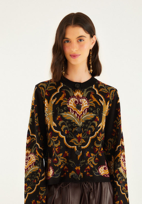Majestic Hearts Black Knit Cardigan
