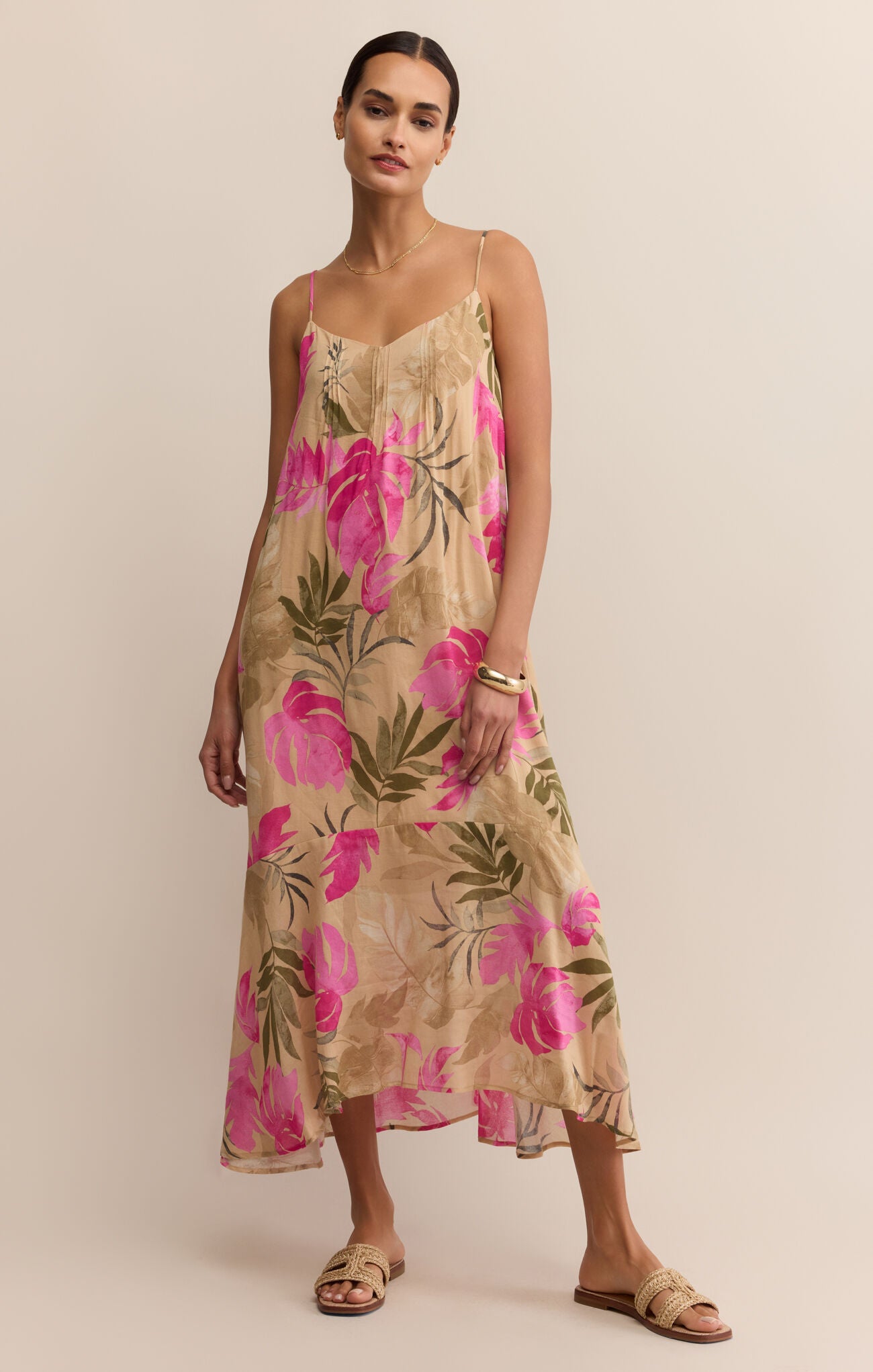Benson Ula Tropical Midi Dress | Desert Tan