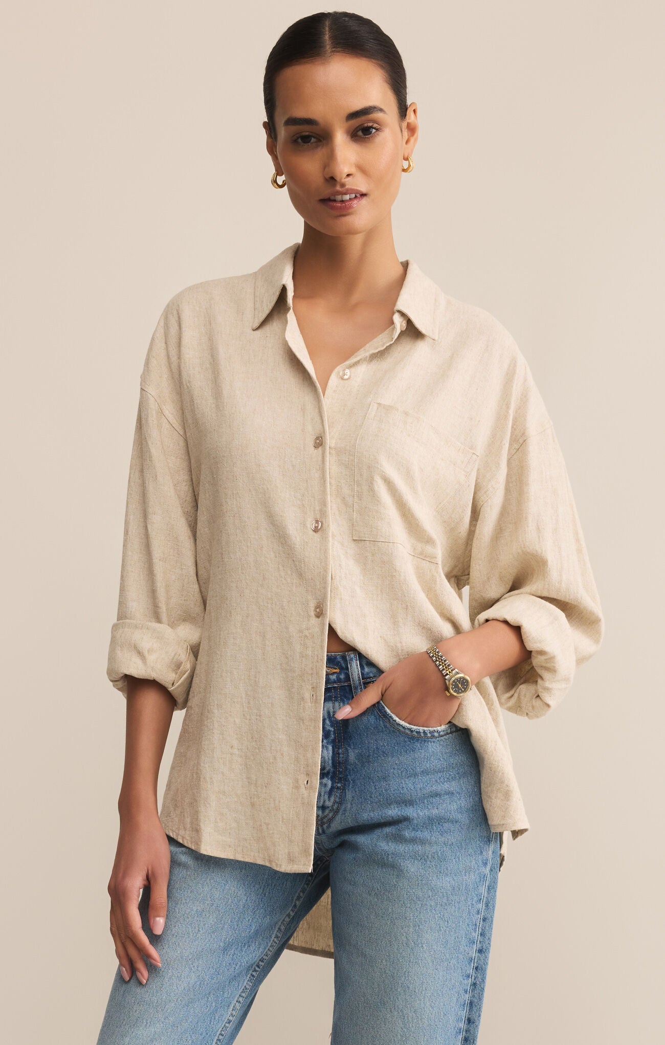 Alfie Button Up Shirt | Flax