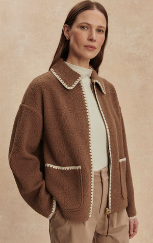 Ruiko Zip Through Fleece | Cocoa Dust