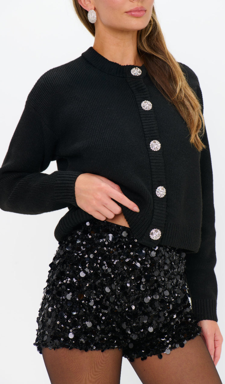Ziggy Shorts | Black Metallic Sequins
