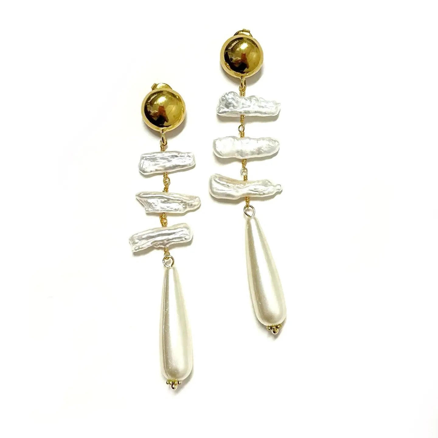 Meryl | Gold Pearl Dangle