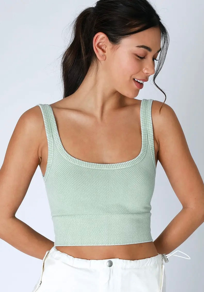 Vintage Chevron Ribbed Crop Top |Oasis