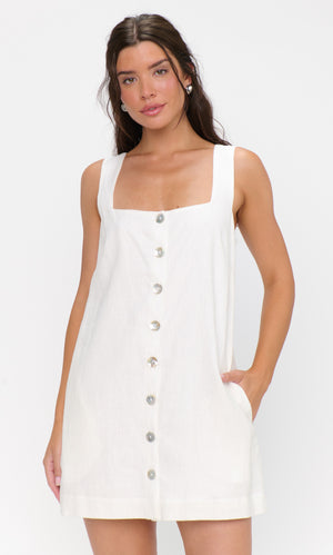 Everly Mini Dress | White Linen