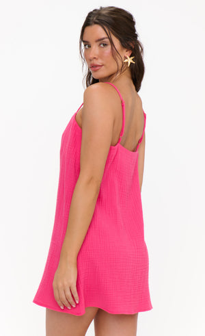 Fallon Mini Dress | Strawberry Pink Gauze