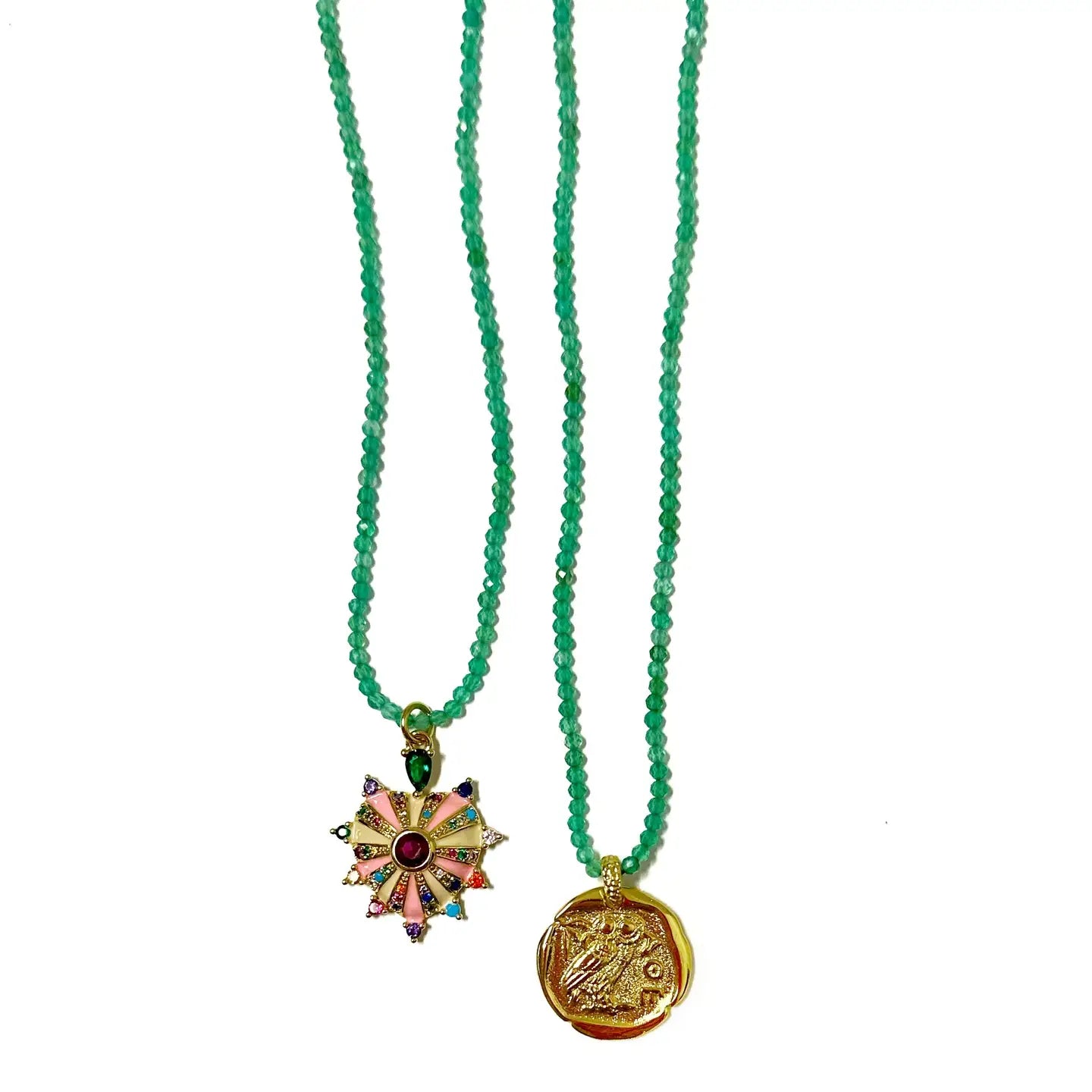 Kele Coin | Gold/Green Necklace