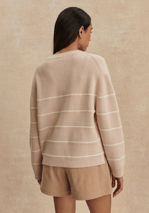 Meryl Stripe Knit Sweater | Oat Milk